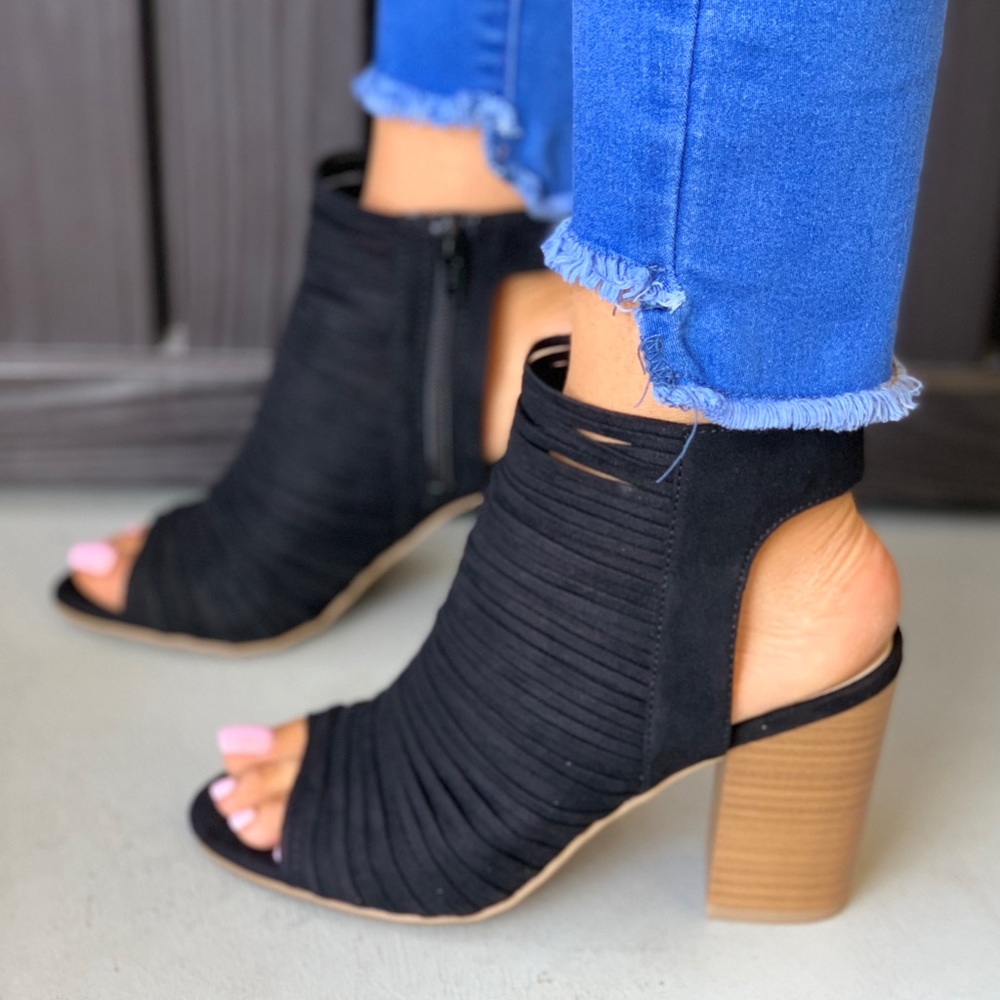 Fierce Strappy Block Heel Peep Toe Bootie - Picture 3 of 8
